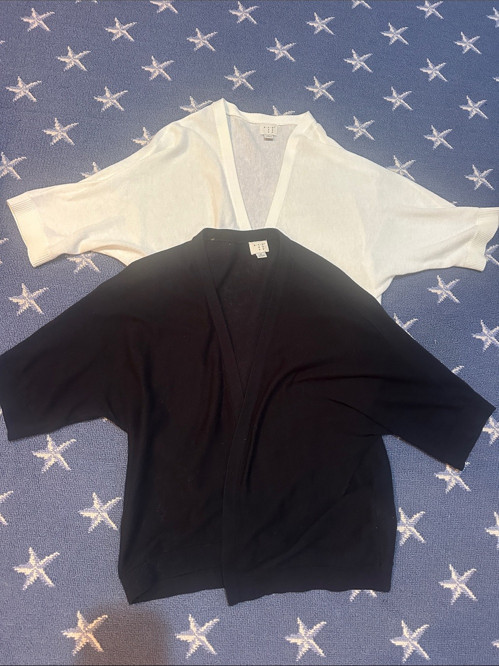 A new day Black & White Lightweight V-Neck Short Sleeve Cardigan Set